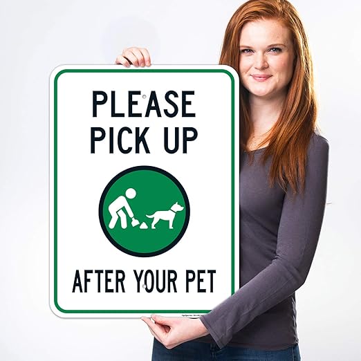 Clean Up After Your Dog Sign, Please Pick Up After Your Pet Sign, 18x24 Inches, Rust Free .063 Aluminum, Fade Resistant, Easy Mounting, Indoor/Outdoor Use, Made in USA