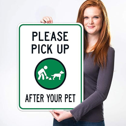 Clean Up After Your Dog Sign, Please Pick Up After Your Pet Sign, 18x24 Inches, Rust Free .063 Aluminum, Fade Resistant, Easy Mounting, Indoor/Outdoor Use, Made in USA