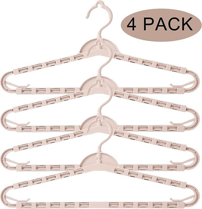 4 Pack Extra Large Hangers Big Clothes Hangers Enlarge Adjustable Shoulder 16.5"-26" Drying Hanger Sturdy for Wide Polos Tops Cardigans Quilt Bath Towel Big and Tall Shirts (Light Pink)