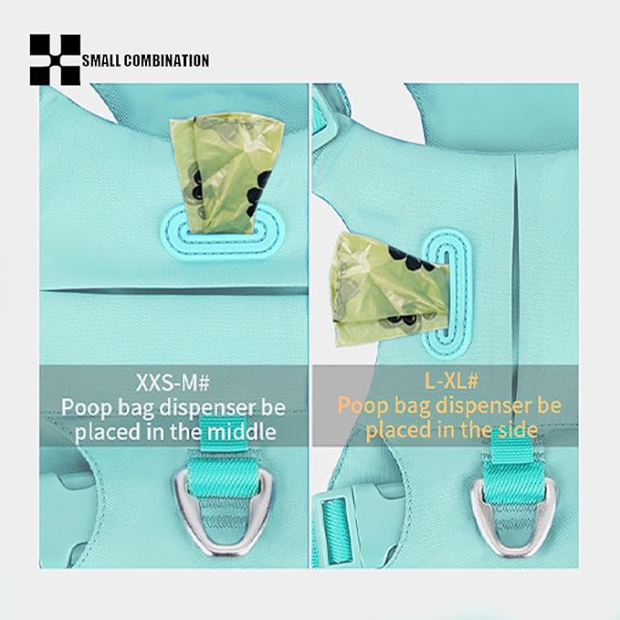 Lightweight Dog Harness, Large to Very Large Breeds, Adjustable Fit.Pet Harness with Pocket, Dog Training Harness for Outdoor Walking Running, Hiking (Aqua Green, XS)