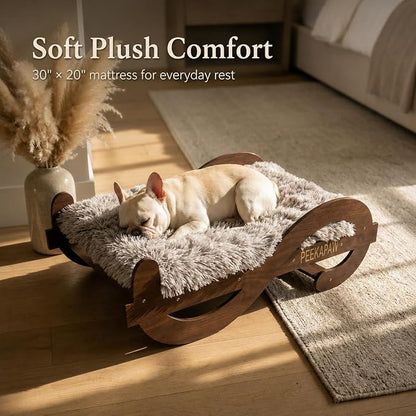 Wood Elevated Raised Dog Bed Frame Mat Set,60lb | Trainer Recommended Australian design Sturdy Attractive Dog Furniture Sofa Couch