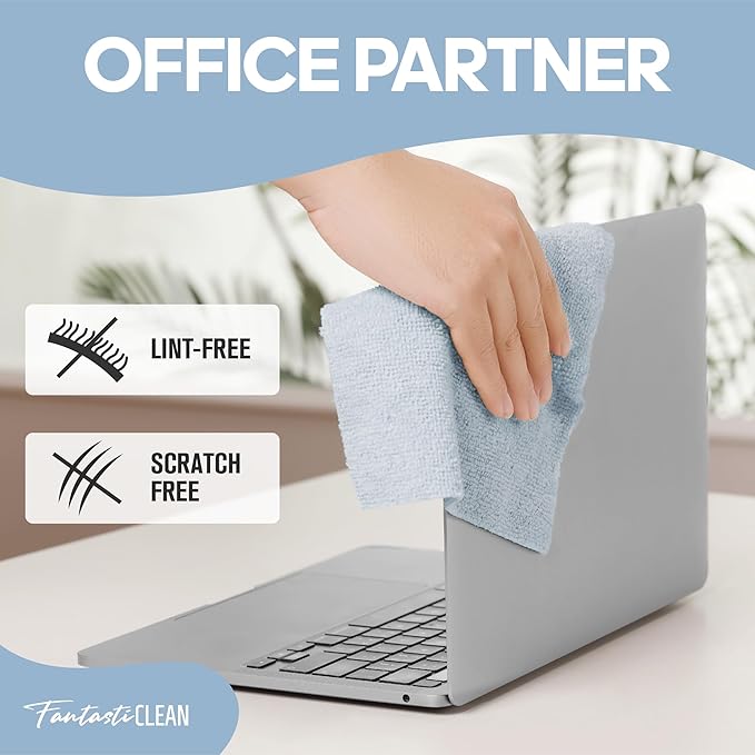 Fantasticlean Microfiber Cleaning Cloth Roll -60 Pack, Tear Away Paperless Towels, 8" x 8", Reusable Washable Rags, for House Kitchen, Pet, Office, Indoor Outdoor, Compact and Portable (Baby Blue)