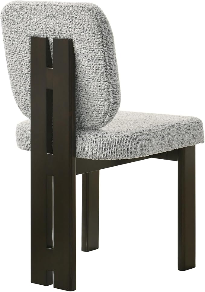 Modern Boucle Dining Chairs Set of 4, Farmhouse Sherpa Upholstered Wooden Kitchen Chairs with Back, Side Armless Dining Room Chairs with Wood Legs for Kitchen Restaurant, Gray
