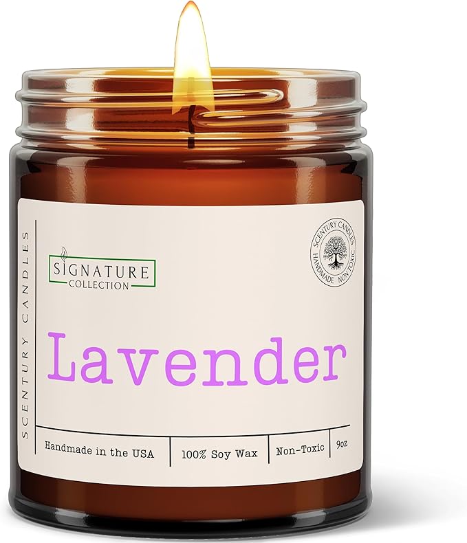 Lavender Scented Candle, Many Scents to Choose from, All Natural Non-Toxic Soy Wax, Handmade in The USA (Lavender)