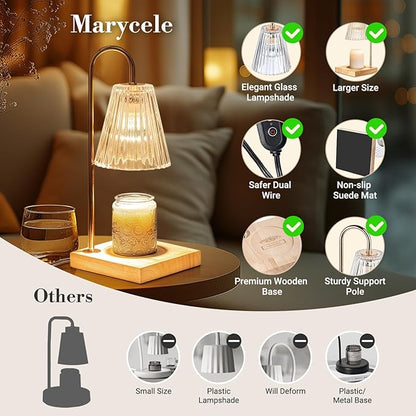 Marycele Candle Warmer Lamp with Timer, Vintage Amber Nightstand Candle Warming Lamp for Home Room Decor, Dimmable Wax Warmer for Jar Candles, Wedding Registry Gifts for Women Couples 2025