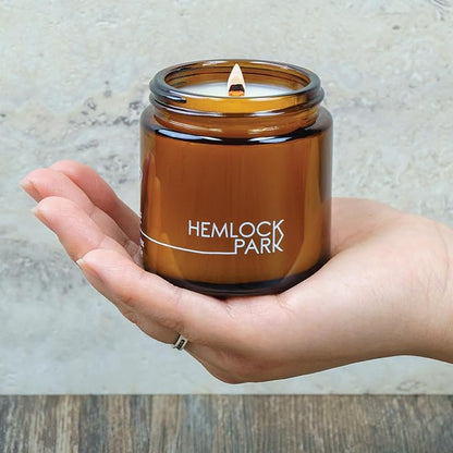 Hemlock Park Crackling Wood Wick Candle Handcrafted with Natural Coconut Wax (Small 4 oz, Pomelo Citrus)