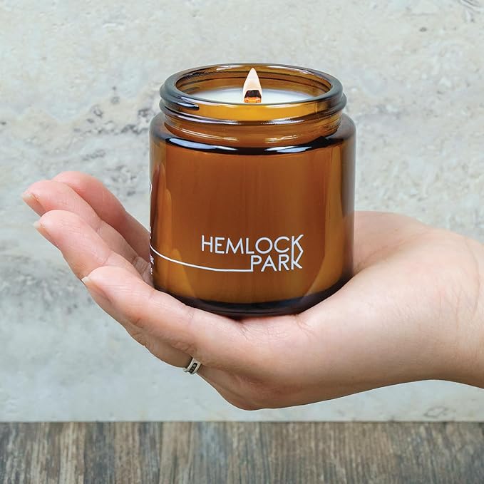 Hemlock Park Crackling Wood Wick Candle Handcrafted with Natural Coconut Wax (Small 4 oz, Pumpkin Crème)
