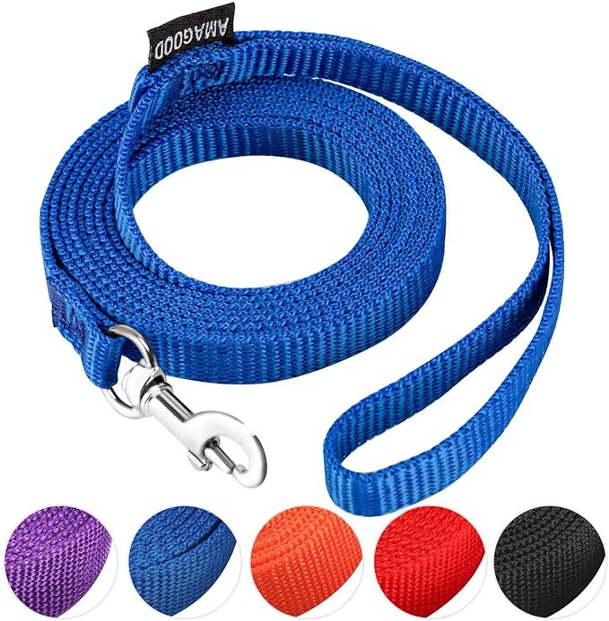 AMAGOOD 6 FT Cat Leashes, Strong Traditional Style Leash with Easy to Use Collar Hook,Cat Lead Great for Cats (3/8 in x 6 ft(Pack of 1), Blue)