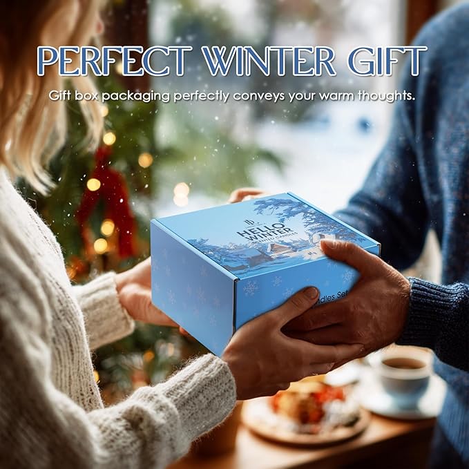 Winter Candle Set, Candles for Home Scented, 4 Pack Soy Candles for Holiday, Holiday Candle Gifts for Women Men, Winter Scents of Gingerbread Cookies/Apple & Cinnamon/Coffee Latte/Pine & Cedarwood