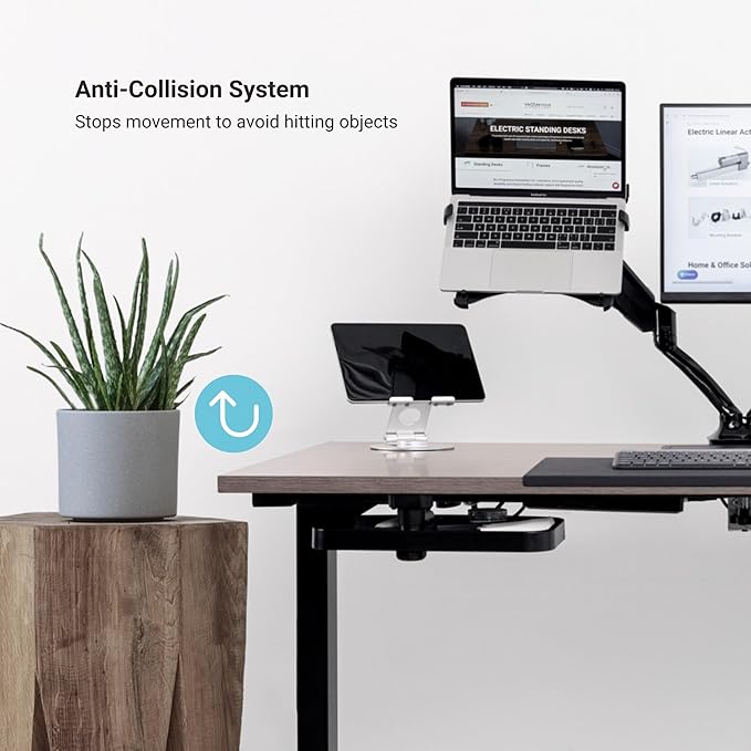 Progressive Desk Stand Up Adjustable Height Electric Standing Desk - 60"x30" Dual Motor, Computer Workstation Sit Stand Table for Home Office - Gray Oak, White Frame