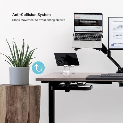 Progressive Desk Stand Up Adjustable Height Electric Standing Desk - 60"x30" Dual Motor, Computer Workstation Sit Stand Table for Home Office - Gray Oak, White Frame