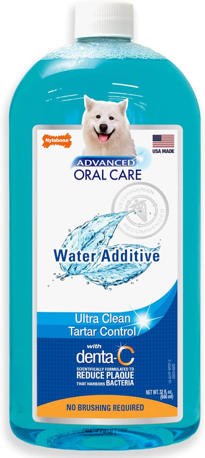 Nylabone Advanced Oral Care Pet Dental Water Additive, Liquid Tartar Remover & Breath Freshener for Dogs, Dog Teeth-Cleaning, Original Flavor, 32 oz.