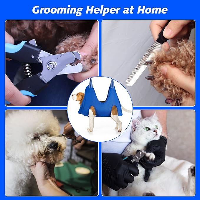 Pet Dog Grooming Hammock Harness for Medium Dogs Nail Trimming, Dog Sling for Cutting Nails, Dog Hanging Holder Hanger for Clipping Nails with Nail Clippers, Nail File, Scissors