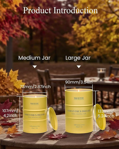 M&SENSE Osmanthus Freesia Scented Candles Natural Non Toxic, Christmas Candle for Stress Relief Meditation Relaxing, Housewarming Gifts for Women Men, 11.3oz 70 Hour Christmas Decor