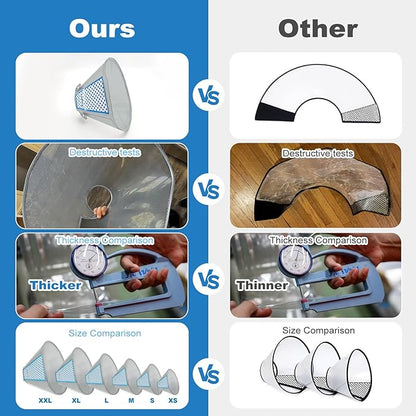 Supet Dog Cone Collar Adjustable After Surgery, Comfortable Pet Recovery Collar & Cone for Large Medium Small Dogs, Elizabethan Dog Neck Collar Plastic Practical