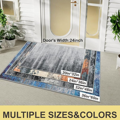 COMSLE Door Mat Soft Absorbent Indoor Front Entryway Rug Machine Washable Entrance Mats for Muddy Paws Non Slip Throw Rugs 20" x 32" Doormat for Inside Foyer Bedroom - Blue