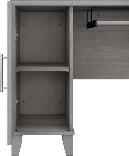 Bush Furniture Somerset L Shaped Desk with Hutch in Platinum Gray | Corner Computer Table with Drawers, Cabinets and Pullout Keyboard/Laptop Tray for Home Office