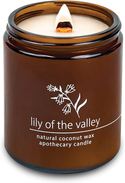 Hemlock Park Crackling Wood Wick Candle Handcrafted with Natural Coconut Wax (Standard 8 oz, Lily of The Valley)