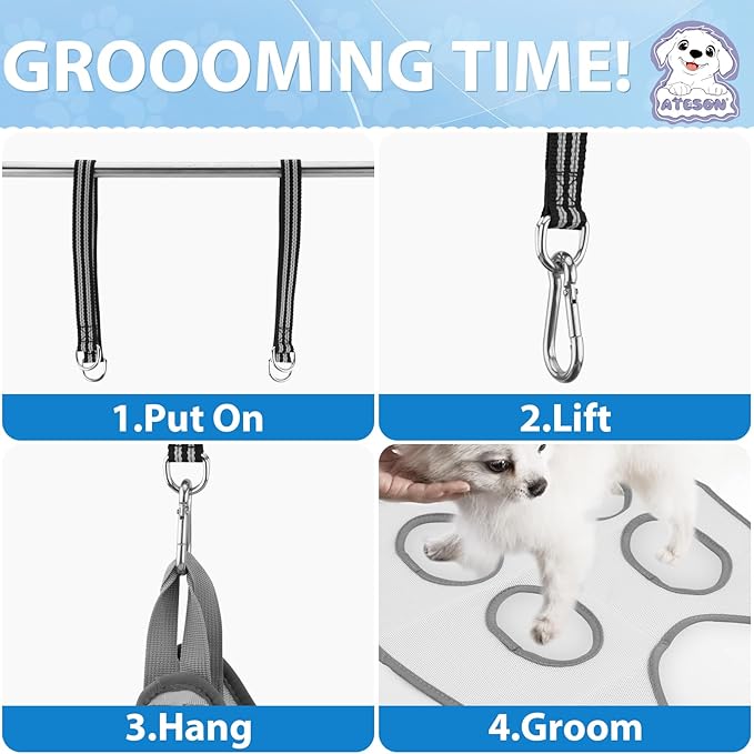 Pet Grooming Hammock Harness for XL Large Dogs Nail Trimming, Dog Sling for Cutting Nails, Dog Hanging Holder Hanger with Nail Clippers, Nail File, Scissors