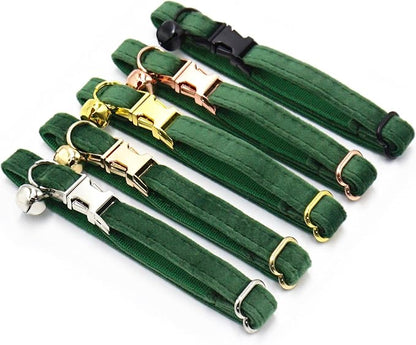 Colorful Cute Cat Collars for Boys Cats, Optional Bowtie,Cat Collar Personalized with Name Tag & Bells,Soft Durable Custom Kitten Collars for Small Large Cats (Peacock Green)