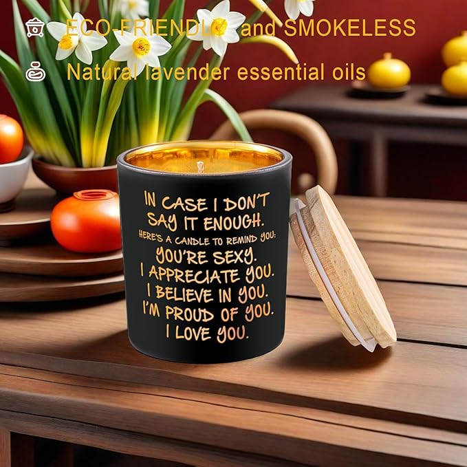 BFJLIFE Candles Gifts for Him Men Romantic Unique Husband Boyfriend Gifts for Valentines Fathers Day Christmas Anniversary Birthday Stocking Stuffers Novelty Lavender Scented Soy Candle