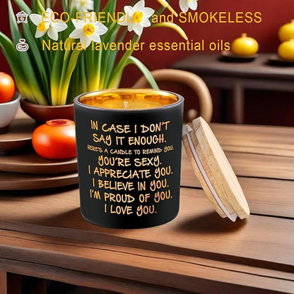 BFJLIFE Candles Gifts for Him Men Romantic Unique Husband Boyfriend Gifts for Valentines Fathers Day Christmas Anniversary Birthday Stocking Stuffers Novelty Lavender Scented Soy Candle