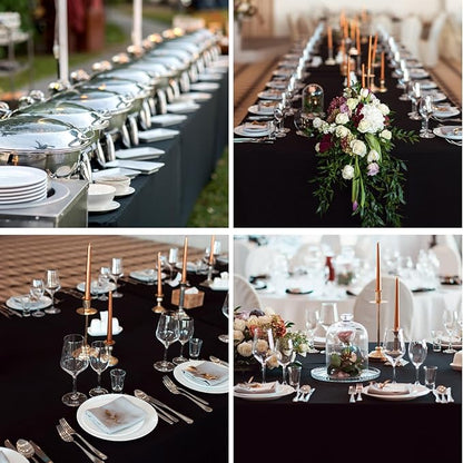 Rectangle Tablecloths 90x132 Inch 8 Pack Black Tablecloth for 6ft Washable Decorative Linen Polyester Table Cloths for 8ft Dining Table Banquets Buffet Parties and Wedding