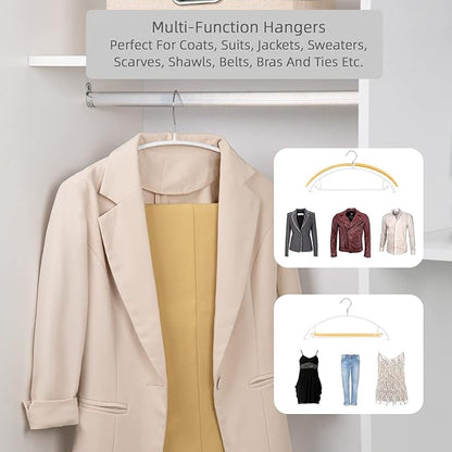 Nature Smile Non Slip PVC Coating Sweater Hangers,Dress Suit Coat Hangers,Shoulder Bump Free Golf T Shirts Clothes Hangers (White Color 20 Pack)