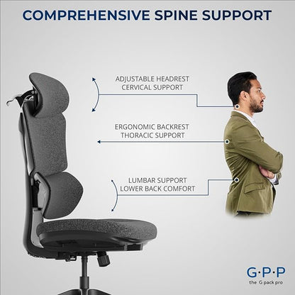 Ergonomic Office Chair – Computer Chair with Divided Tilted Back, Adjustable Armrests & Soft Seat – Holds Up to 290bs (Gray)