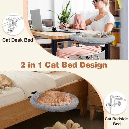 Cat Desk Bed-2 Covers Cats Bed Desk, Two Washable and Removable Covers Perch, Cats Bed for Desk - Office & Home, Supports Up to 40 lbs