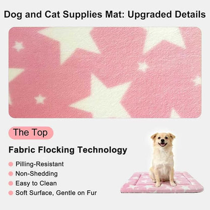 Washable Dog Bed Plush Orthopedic Outdoor Crate Mat with Non-Slip Bottom,Luxe Soft Kennel Pad for Pets, Cozy Cage Cushion & Pet Sleeping Mattress Large Sized,Medium,Small Dogs,30 x 20 inch,Pink