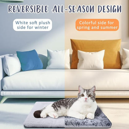 VitalCozy 2 Pack Self Warming Cat Mat Self Heating Pad Bed Reversible Machine Washable Reflects Body Heat Warm Thermal Pet Pad Crate Blanket for Feral and Indoor Cat (Dog Paw,21" X 14")