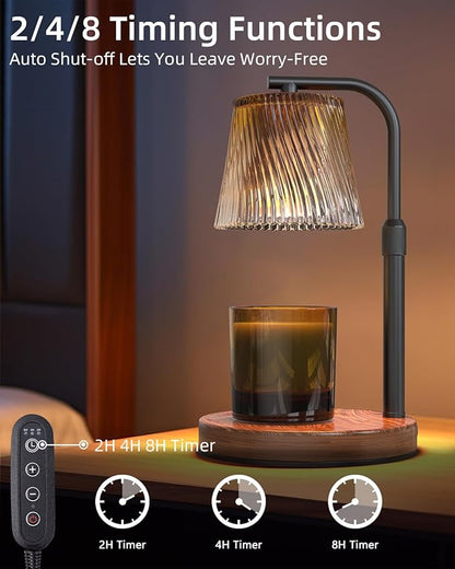 Candle Warmer Lamp with Timer Dimmable - Adjustable Electric Wax Melt Warmer Scented Large Jar Candles Lights, House Warming Birthday Gifts for Women, Glass Vintage New Home Living Room Decor, Brown