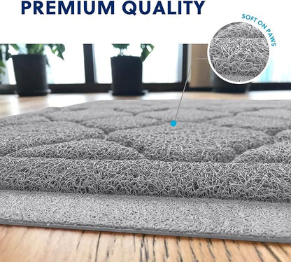 WePet Cat Litter Box Mat, Kitty Premium PVC Pad, Durable Trapping Rug, Phthalate Free, Urine-Resistant, Scatter Control, L 35 x 23 Inch, Cadet Grey