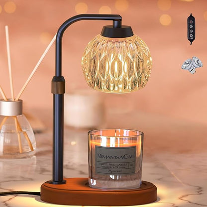 Candle Warmer, Candle Warmer Lamp with Timer/Dimmer,Wax Melt Warmer for Bedroom décor, Gift for Mom, Height Adjustable to Fit Large Yankee Candle Jars, 2X 50W Bulbs