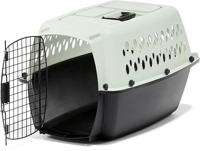 Petmate Pet Porter Fashion Dog Kennel - Crate for Pets 15-20 lbs - Airline Approved Pet Carrier - Durable Plastic Shell - For Home and Travel - Made in USA - 24 Inches - Pale Aqua and Black