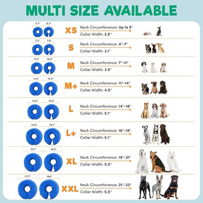 BENCMATE Inflatable Dog Cone Collar Alternative, Soft Dog Cone for Small Medium Large Dogs and Cats, Neck Recovery ECollar Donut Collar After Surgery (Large, Pink)