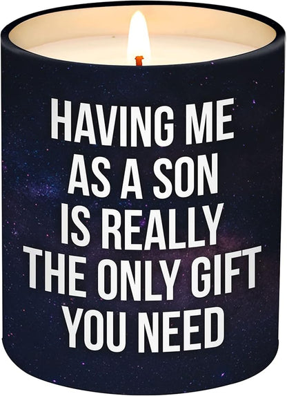 Christmas Gifts for Mom from Son - Mom Christmas Gifts from Son - Moms Birthday Gift Ideas from Son - Mother Gift, Funny mom Candle, 10 Oz Jar Lemongrass Scent Soy Wax Candle