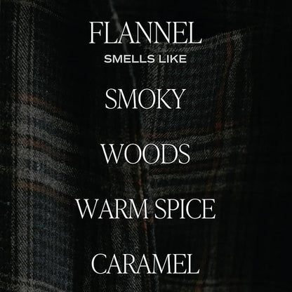 Sweet Water Decor Flannel Soy Candle - Vanilla, Caramel, Amber, Tonka, Smoky Woods, Musk Scented Soy Candles - Autumn Candle for Home - 9oz Clear Jar with Gold Foil Made in The USA