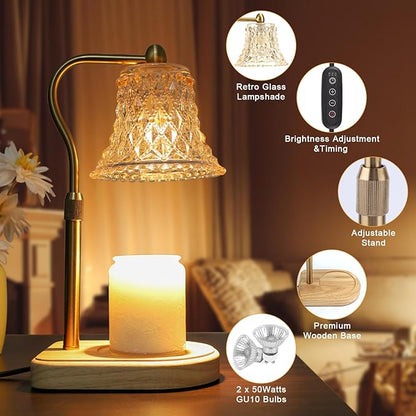 Candle Warmer Lamp with Timer Dimmer, Candle Warmer Light with 2 Bulbs, Birthday Gifts for Women Mom, House Warming Gifts New Home Decor, Wax Melt Warmer for All Scented Jar Candle Sizes