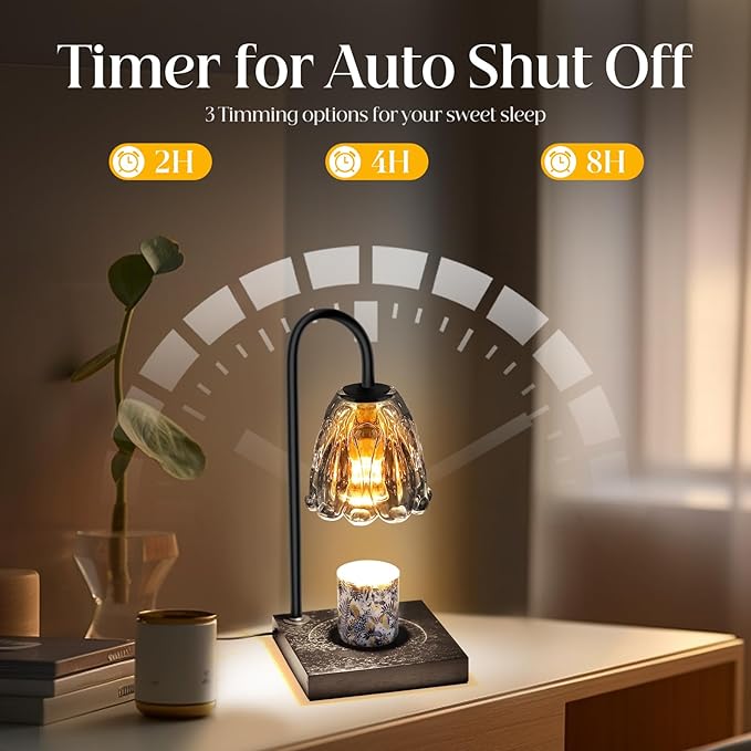 Candle Warmer Lamp, Top-Down Electric Candle Warmer with Timer, Dimmable Jar Candle Melter for Scented Wax