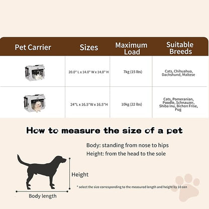 Large Cat Carrier for Cats Collapsible Soft Pet XL Crate for Large/Medium Cats 15lbs+, Car Travel Portable Bag with Water Bottle Slot Ideal for Long Trips (Grey, 20.0"L x 14.0"W x 14.0"H)