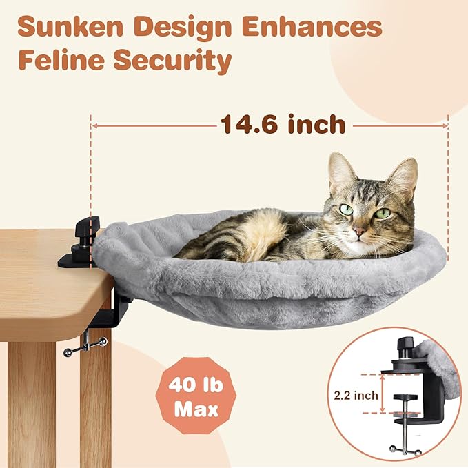 Cat Desk Bed-2 Covers Cats Bed Desk, Two Washable and Removable Covers Perch, Cats Bed for Desk - Office & Home, Supports Up to 40 lbs