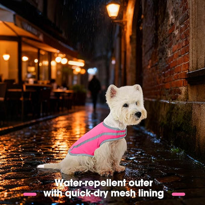 FUAMEY Dog Reflective Vest for Large Dogs,Dog Hunting Vest High-Visibility Dogs Safety Vest for Night Walking Water-Resistant Service Pet Gear Adjustable Outdoor Activities Pink XL