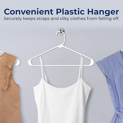 SereneLife 100 Pack Plastic Hangers, Non-Slip, Space-Saving Closet Organizers, Durable and Strong for Shirts, Sweaters, Hoodies, Kids Clothes & Dresses, Ultra-Thin, Lightweight