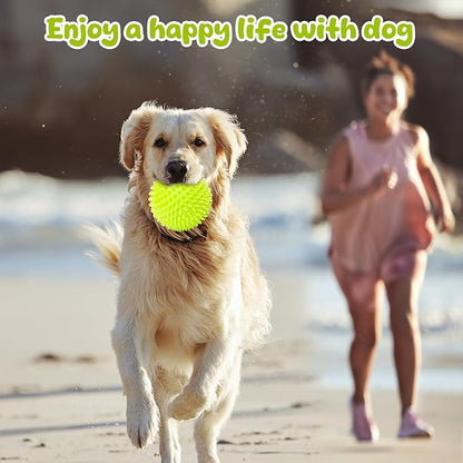 Indestructible Squeaky Dog Toys for Aggressive Chewers, Interactive Spike Dogs Balls Toys for Medium Large Dogs, Durable Floating Dog Toy Ball for Outdoor Play
