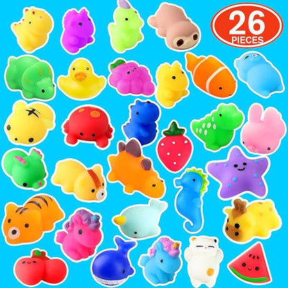 nobasco Squishies, 26 Pack Mochi Squishy Toys - Kawaii Cat Squishys Slow Rising Animals - Party Favors, Goodie Bag, Birthday Gifts, Mini Squishies Stress Reliever Toy