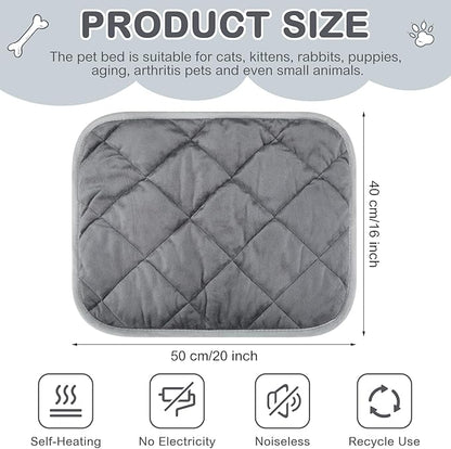 4 Pack Self Heating Cat Pad Self Warming Dog Mat Reflects Body Heat Extra Warm Thermal Pet Pad Washable Dog Cat Bed Crate Bed Mat Blanket(Gray,16 x 20 Inch)
