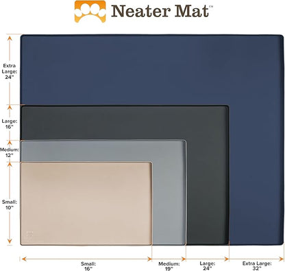 Neater Pet Brands Neater Mat Pet Mats for Food and Water, Cat & Dog Bowl Mat Waterproof Silicone, Feeding Tray, Dog Food Mats for Floors, Placemat w/Raised Edge for Under Bowls, 32" x 24", Brown