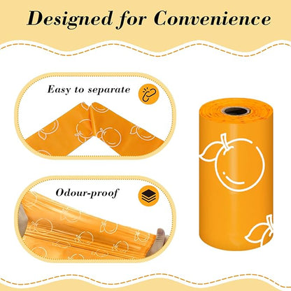 Citrus Scented Dog Poop Bags - 630 counts Orange Pet Waste Bags with Dispensers, Extra Large 13x9 Inch Leak-Proof Fragrance Bags for Dogs Walking and Cat Litter